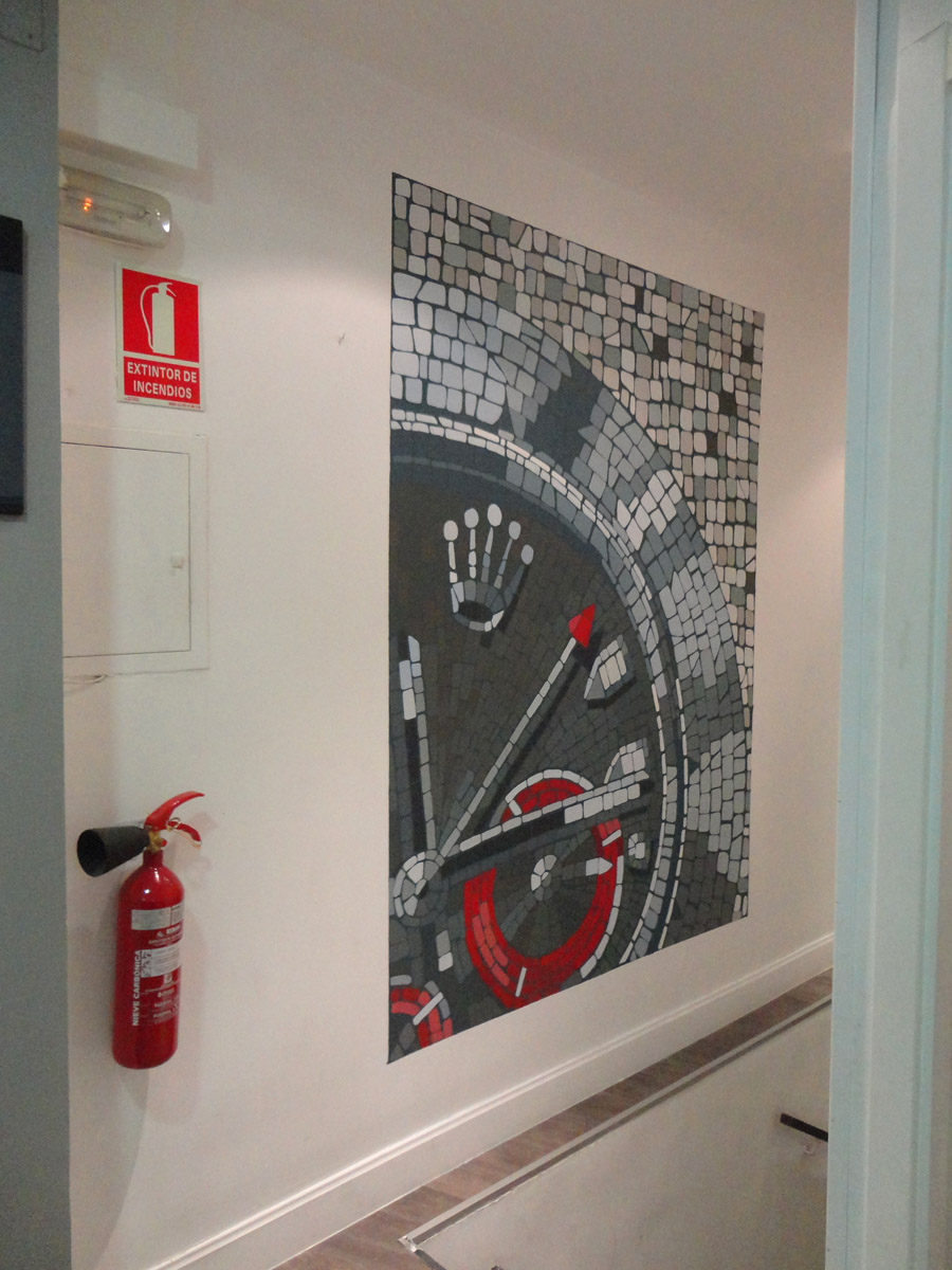 mosaico rolex pintado en pared