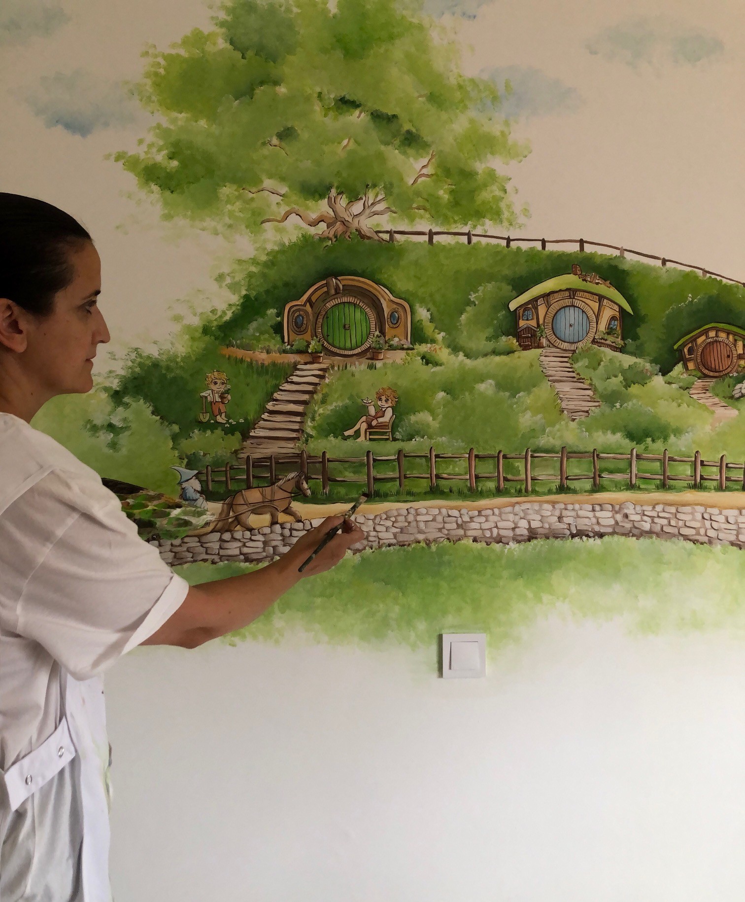 mural hobbiton pintado